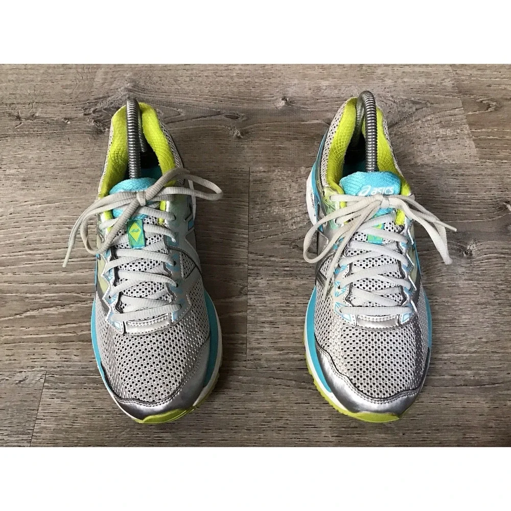 Asics Womens Size 8.5 Running Shoes FluidRide Guidance Silver Teal Sneaker T656N